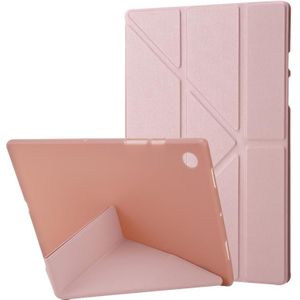 Voor Samsung Galaxy Tab A8 10.5 2021 Vervorming Transparante Acryl Horizontale Flip PU Lederen Tablet Case (Rose Gold)