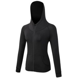 Herfst en Winter Rits Lange mouwen Hooded Sportjack voor Dames (Kleur: Zwart Plus Fluwelen Maat: M)