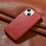 Icarer First Layer Cowhide Horizontale Flip Phone Case voor iPhone 13