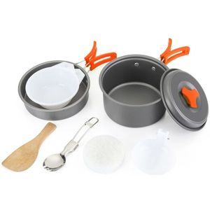 Aotu AT6385 Outdoor Camping Tableware Pots Cookwear Set for 1-2 Person(Orange)