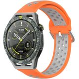 Voor Huawei Watch GT3 SE 22 mm geperforeerde ademende sport siliconen horlogeband (oranje + grijs)