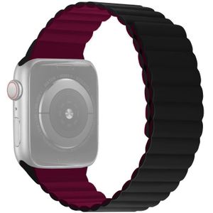 Siliconen magnetische geïntegreerde korte riem horlogeband voor Apple Watch Series 7 45 mm / 6 & SE & 5 & 4 44mm / 3 & 2 & 1 42mm (Black Wine Red)