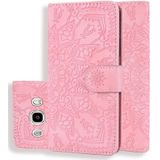 Calf Pattern Double Folding Design Embossed Leather Case with Wallet & Holder & Card Slots for Galaxy J5 (2016) / J510(Pink)