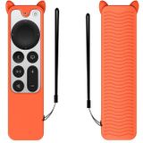 Cat Ears Shape Silicone Protective Case Cover For Apple TV 4K 4th Siri Remote Controller(Orange)