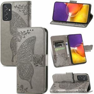 For Samsung Galaxy A82 5G Butterfly Love Flower Embossed Horizontal Flip Leather Case with Bracket / Card Slot / Wallet / Lanyard(Grey)