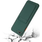 Card Slot Design Shockproof TPU Protective Case For iPhone 8 Plus & 7 Plus(Dark Green)