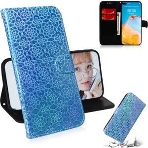 For Huawei P40 Solid Color Colorful Magnetic Buckle Horizontal Flip PU Leather Case with Holder & Card Slots & Wallet & Lanyard(Blue)