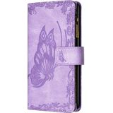 For iPhone 8 / 7 Flying Butterfly Embossing Pattern Zipper Horizontal Flip Leather Case with Holder & Card Slots & Wallet(Purple)