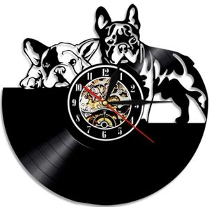 European Retro Living Room Decoration Vinyl Record Dog Wall Clock Wall Lamp Without Light