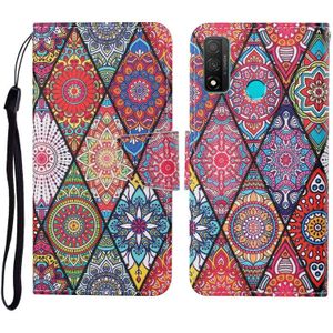 For Huawei P smart 2020 Colored Drawing Pattern Horizontal Flip Leather Case with Holder & Card Slots & Wallet & Lanyard(Rhombus Totem)