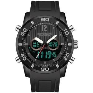 Sanda 3106 Dubbele Digitale Display Mannen Buitensporten Lichtgevend Schokbestendig Elektronisch Horloge (volledig zwart)