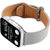 For Apple Watch Series 5 & 4 44mm / 3 & 2 & 1 42mm Solid Color Genuine Leather Watchband(Grey)