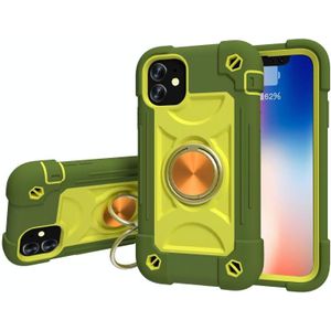 Shockproof Silicone + PC Protective Case with Dual-Ring Holder For iPhone 11(Avocado)