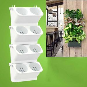 Interior Decoration Plant Wall Flower Pot Living Room Balcony Vertical Green Planting Box Stereo Combination Wall Hanging Pot  Size: 24x14x57 cm(White)