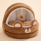 Semi-ingesloten Cradle Pet Cat Bed Hondenkennel Pad Dierbenodigdheden  Maat: M (Bruine Beer)