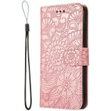 For Huawei P20 lite Skin Feel Embossed Sunflower Horizontal Flip Leather Case with Holder & Card Slots & Wallet & Lanyard(Rose Gold)
