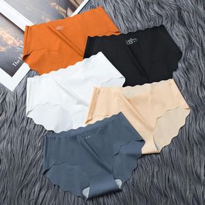 4 PCS / Set Non-trace Ice Silk Panties Female Pure Cotton Crotch Antibacterial Mid-Waist Breathable Girl Briefs  Size: XL(Dark Gray+Flesh Color+Black+White)