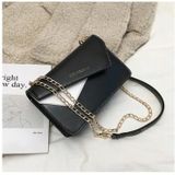 Color Matching Casual Small Square Bag Chain-strap Single Shoulder Bag Ladies Handbag Messenger Bag (Black)