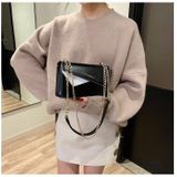 Color Matching Casual Small Square Bag Chain-strap Single Shoulder Bag Ladies Handbag Messenger Bag (Black)