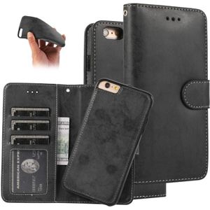For iPhone 6 Plus KLT888-2 Retro 2 in 1 Detachable Magnetic Horizontal Flip TPU + PU Leather Case with Holder & Card Slots & Photo Frame & Wallet(Black)