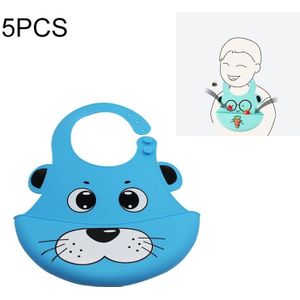 5 PCS Waterproof Baby Bib Children Silicone Feeding Bag  Colour:Blue Puppy