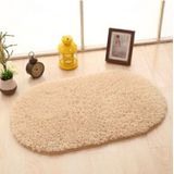 Faux Fur Rug Anti-slip Solid Bath Carpet Kids Room Door Mats Oval  Bedroom Living Room Rugs  Size:60x90cm(Light Camel)