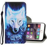 Coloured Drawing Pattern Horizontal Flip PU Leather Case with Holder & Card Slots & Wallet & Lanyard For iPhone 8 Plus & 7 Plus(Rose Wolf)