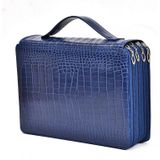 200 Hole Art Painting Pen Storage Bag Large-Capacity Crocodile Pattern PU Pencil Bag(Sapphire)