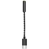 TA12-R USB-C / Type-C Mannelijk naar 3.5mm Audio Vrouwelijke Single Crystal Copper Braid Oortelefoon Adapter (Zwart)