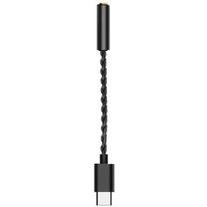 TA12-R USB-C / Type-C Mannelijk naar 3.5mm Audio Vrouwelijke Single Crystal Copper Braid Oortelefoon Adapter (Zwart)