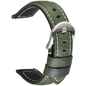 Smart Quick Release Watch Strap Crazy Horse Leather Retro Strap For Samsung Huawei Size: 20mm (Army Green Silver Buckle)