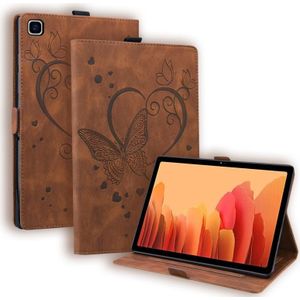For Samsung Galaxy Tab A7 10.4 (2020) SM-T500 SM-T505 Love Butterfly Pattern Horizontal Flip Leather Case with Holder(Brown)