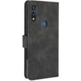 For Motorola Moto E(2020) Solid Color Skin Feel Magnetic Buckle Horizontal Flip Calf Texture PU Leather Case with Holder & Card Slots & Wallet(Black)