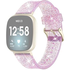 For Fitbit Versa 3 Glitter Powder Silicone Replacement Strap Watchband(Purple)
