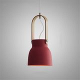 Wood Grain Creative Simple Personality Restaurant Chandelier Single Head Study Bedroom Macaron Bar Small Lamp without Light Source  Size:M(Red)