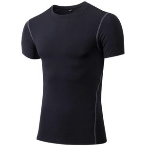 Stretch Quick Dry Tight T-shirt Training Bodysuit (Kleur: Zwart formaat: S)