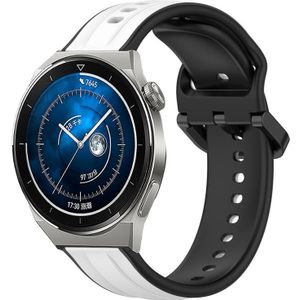 Voor Huawei Watch GT3 Pro 43 mm 20 mm bolle lus tweekleurige siliconen horlogeband (wit + zwart)