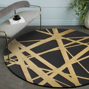 Luxury 3D Round Carpets Nordic style Pattern Rug  Color:Black Golden  Size:Diameter: 150cm