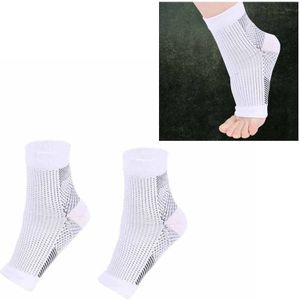 Adult Running Cycle Basketball Sports Outdoor Foot Angel Anti Fatigue Compression Foot Sleeve Sock  Size:L/XL(White)