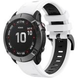 Voor Garmin Fenix 6X 26mm tweekleurige sport siliconen horlogeband (wit + zwart)