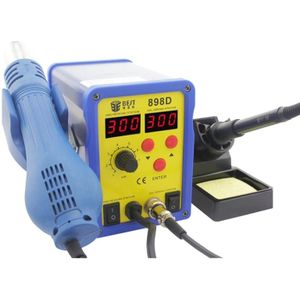 BEST BST-898D 2 in 1 AC 220V 720W LED Displayer Helical Wind Adjustable Temperature Unleaded Hot Air Gun + Solder Station & Soldering Iron  EU Plug(Blue)