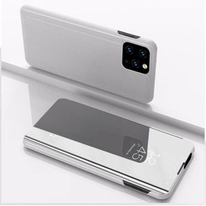 For Xiaomi Mi 11 Lite Plated Mirror Horizontal Flip Leather Case with Holder(Silver)