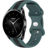 Voor Xiaomi Watch S2 46 mm 22 mm vlindergesp tweekleurige siliconen horlogeband (groen + zwart)