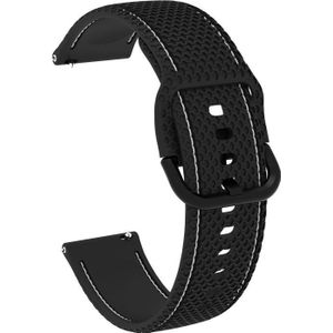 20mm For Samsung Galaxy Watch Active 2 Two-color Stitching Silicone Replacement Strap Watchband(Black+White Line)
