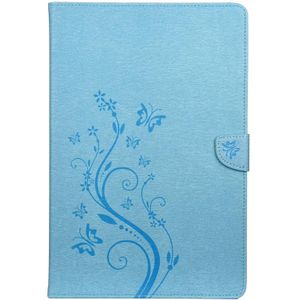 For Samsung Galaxy Tab S7+ T970/T976B Butterfly Flower Embossing Pattern Horizontal Flip Leather Case with Holder & Card Slots & Wallet(Blue)