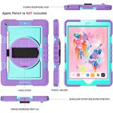 360 Degree Rotation Contrast Color Shockproof Silicone + PC Case with Holder & Hand Grip Strap & Shoulder Strap For iPad 10.2 2020 / 2019 (Purple + Mint Green)