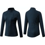 Herfst en winter rits lange mouwen sportjas voor dames (kleur: marineblauw maat: L)
