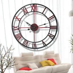 45cm Retro Living Room Iron Round Roman Numeral Mute Decorative Wall Clock (Bronze)