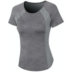 Strakke ronde hals Sport Korte mouw T-shirt voor dames (kleur: bloem grijs Maat: S)