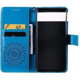 For Google Pixel 6 Pro Sun Embossing Pattern Horizontal Flip Leather Case with Card Slot & Holder & Wallet & Lanyard(Blue)